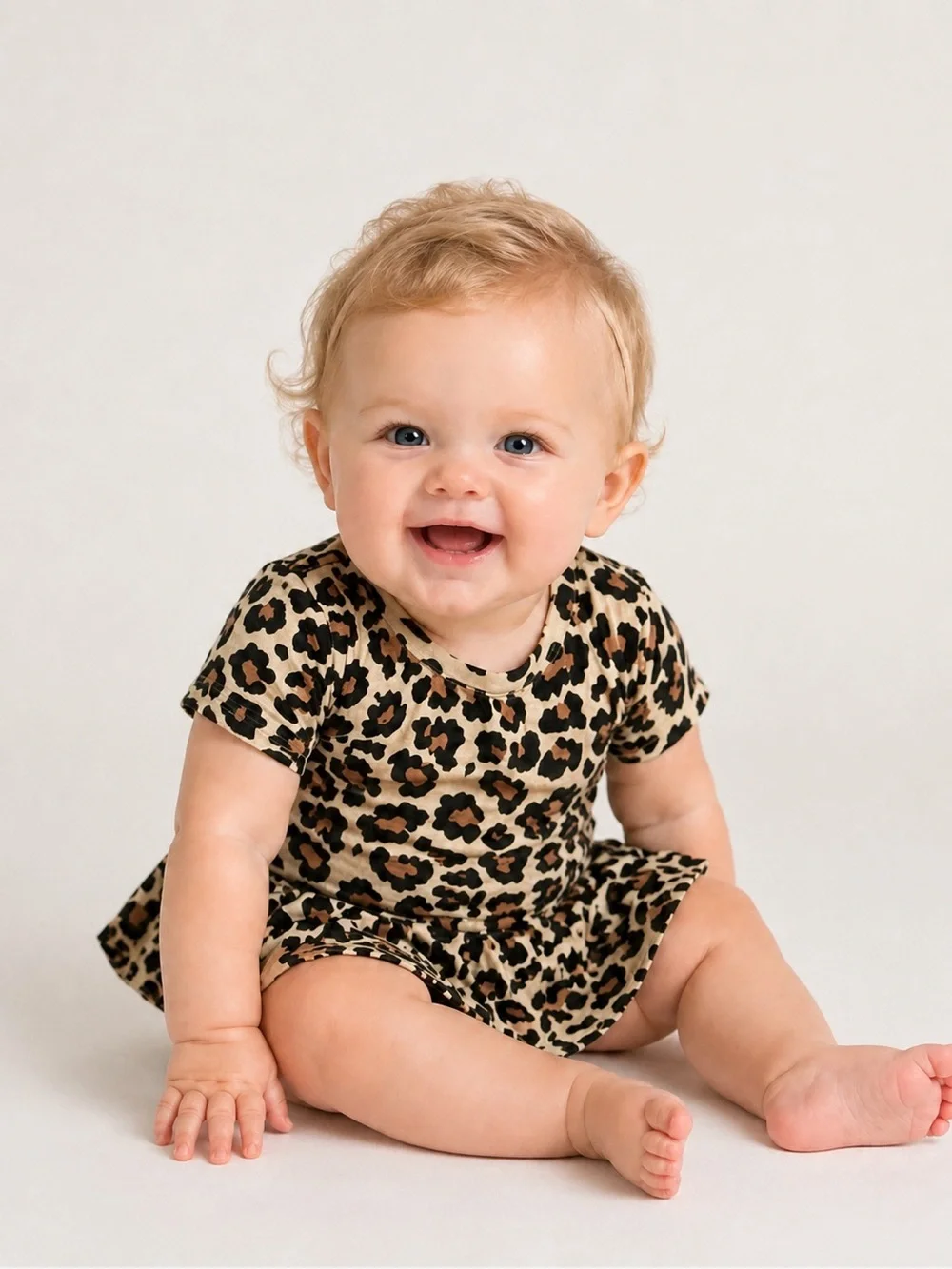 Posh Peanut Leopard Print One-Piece Bodysuit in Tan and Black